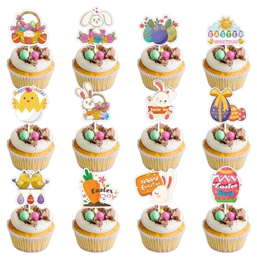 12 Stück Oster-Party-Kuchendekorationen, Oster-Cupcake-Topper, festliche Zwerge, Verzierungen, Dessert-Dekorationen von ZEPFJHE