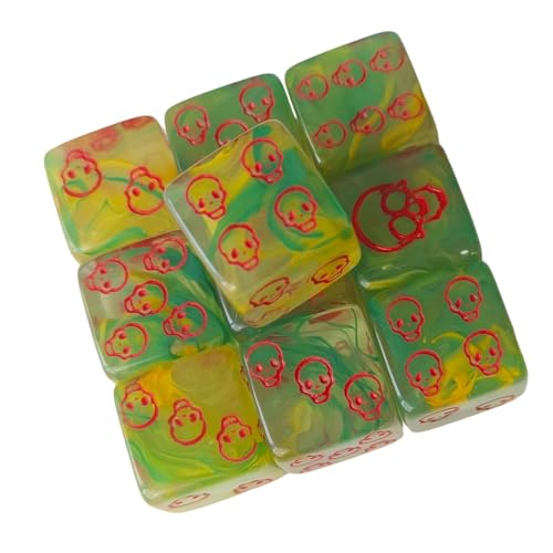 Sechsseitige Acryl-Würfel, Totenkopf-Muster, Tischspiel, runde Ecken, Rollenspiel, Brettspiel, Zubehör, Acrylwürfel, Geschenk, 10 Stück Sechsseitige Acryl-Würfel, Totenkopf-Muster, Tischspiel, runde Ecken, Rollenspiel, Brettspiel, Zubehör, Acrylwürfel, Geschenk, 10 Stück von ZEPFJHE