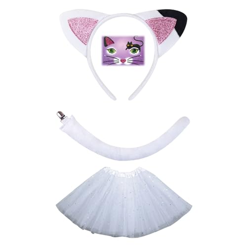 ZEPFJHE 2/3/4 Katzen Kostüme Cosplay Katzen Ohren Stirnband Schleifen Schwanz Tutus Gesicht Aufkleber Halloween Tier Fasching Kostüm Zubehör Tier Cosplay Kostüm ZEPFJHE 2/3/4 Katzen Kostüme Cosplay Katzen Ohren Stirnband Schleifen Schwanz Tutus Gesicht Aufkleber Halloween Tier Fasching Kostüm Zubehör Tier Cosplay Kostüm von ZEPFJHE