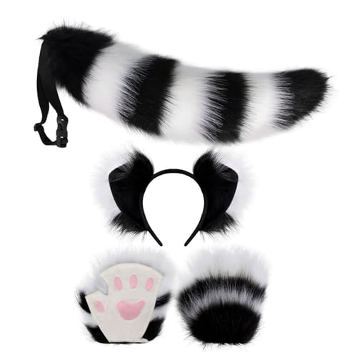 ZEPFJHE 3pcs Halloween Foxes Kostüm Set Für Kid Adult Cosplay Halloween Foxes Kostümzubehör Mit Stirnbandschwanzhandschuhen von ZEPFJHE