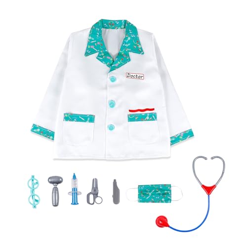 ZEPFJHE 8pcs Doktor Rollenspiel Spiel Dress Up Doktor Doktor Spielkostüm Mit Stethoscope Doctor Coat Halloween Doctor Kostüm von ZEPFJHE