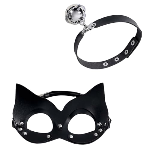 ZEPFJHE Catgirl Augenmaske Mit Ledernieten Choker Catgirl Kostümzubehör Halte Gesichtsmaske Für Frauen Maskerade Halloween ZEPFJHE Catgirl Augenmaske Mit Ledernieten Choker Catgirl Kostümzubehör Halte Gesichtsmaske Für Frauen Maskerade Halloween von ZEPFJHE