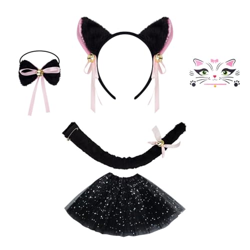 ZEPFJHE Katzenkostüm-Zubehör-Set, Ohren, Stirnbänder, Schwanz, Fliege, Tutus, Gesicht, Aufkleber, Zubehör-Kits, Kostüme, Kinder, Tier-Cosplay-Kostüm ZEPFJHE Katzenkostüm-Zubehör-Set, Ohren, Stirnbänder, Schwanz, Fliege, Tutus, Gesicht, Aufkleber, Zubehör-Kits, Kostüme, Kinder, Tier-Cosplay-Kostüm von ZEPFJHE