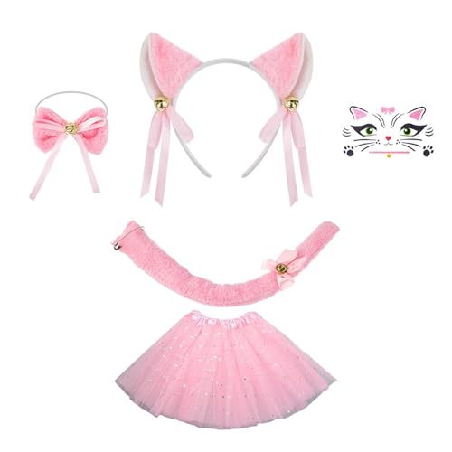 ZEPFJHE Katzenkostüm-Zubehör-Set, Ohren, Stirnbänder, Schwanz, Fliege, Tutus, Gesicht, Aufkleber, Zubehör-Kits, Kostüme, Kinder, Tier-Cosplay-Kostüm ZEPFJHE Katzenkostüm-Zubehör-Set, Ohren, Stirnbänder, Schwanz, Fliege, Tutus, Gesicht, Aufkleber, Zubehör-Kits, Kostüme, Kinder, Tier-Cosplay-Kostüm von ZEPFJHE