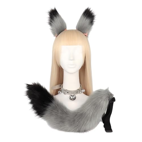 ZEPFJHE Kostümzubehör-Set, Katzenohren, Stirnband, Schwanz, Choker, Halloween, Cosplay, Kostüme für Erwachsene, Damen, Herren von ZEPFJHE