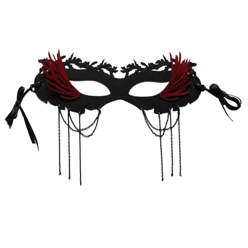 ZEPFJHE Masquerade Maske Für Frauen Halbe Gesichtsmaske Abend Prom Maske Mit Kette Mardi Gras Maske Halloween Party Maske von ZEPFJHE