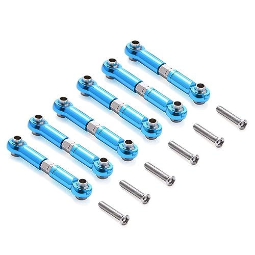 ZEZEFUFU 6 stücke Metall Blau RC Spurstange Link Rod mit Einstellbare Länge Ersatzteile Für WLtoys 1/18 A959 A979 K929 von ZEZEFUFU