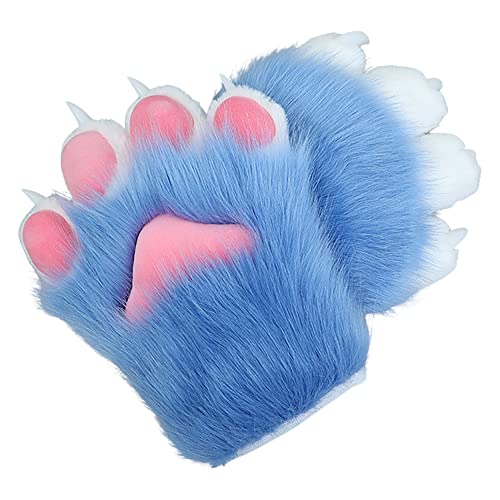 ZFKJERS Cosplay Tier Katze Wolf Hund Fuchs Fursuit Pfoten Krallen Handschuhe Kostümzubehör für Erwachsene (Blau) von ZFKJERS