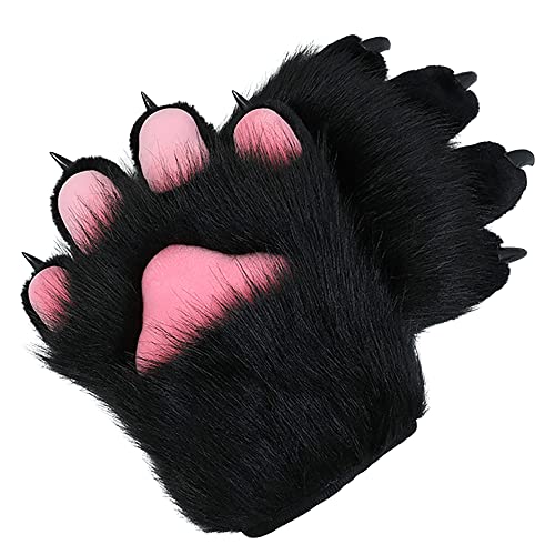 ZFKJERS Cosplay Tier Katze Wolf Hund Fuchs Fursuit Pfoten Krallen Handschuhe Kostümzubehör für Erwachsene (Schwarz) von ZFKJERS