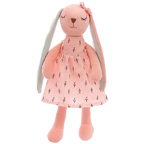 ZGCXRTO Lange Ohrige Kaninchenpuppe, Rosa Kleid Niedliches Kaninchen, Lange Ohrige Plüschpuppe, Bequemes und Weiches Schlafkissen, Kindergeburtstag und Ostergeschenke (35cm) von ZGCXRTO