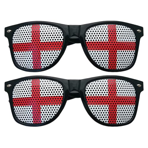 ZGDEIWGF 2 Stück England-Brille, England-Zubehör, Fußball-Party-Sonnenbrille, Fußball-Brille, Party-Brille-Zubehör von ZGDEIWGF