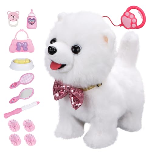 Plüsch spielzeug hund für Kinder mit Fernbedienungsleine,Interaktives Haustierspielzeug Hund,Spazierengehen,Zunge raus,Katzenruf & Schwanzwedeln,Inklusive Spielzeug Hundezubehör (933-154E-Weißer Hund) Plüsch spielzeug hund für Kinder mit Fernbedienungsleine,Interaktives Haustierspielzeug Hund,Spazierengehen,Zunge raus,Katzenruf & Schwanzwedeln,Inklusive Spielzeug Hundezubehör (933-154E-Weißer Hund) von ZGZBLOCK