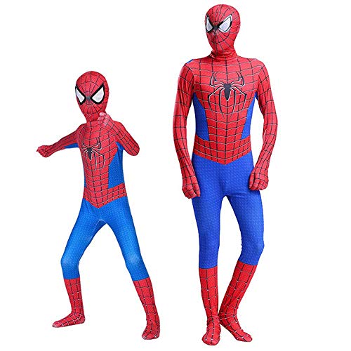 ZHANGXX Kinder Spiderman Kostüme 3D Print Spandex Lycra Bodysuit Anzug Halloween Cosplay Kostüm，Karneval，Party ，Weihnachten，Thema Partei Super Hero,C-（100——110cm） von ZHANGXX