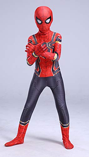 ZHANGXX Kinder Spiderman Kostüme 3D Print Spandex Lycra Bodysuit Anzug Halloween Cosplay Kostüm，Karneval，Party ，Weihnachten，Thema Partei Super Hero,E-（100——110cm） von ZHANGXX