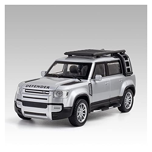 ZHAOFEI 1 24 Für Land Rover Defender SUV Auto Simulation Legierung Zurückziehen Spielzeugmodell Mit Sound Licht Für Geschenk(Silber) von ZHAOFEI