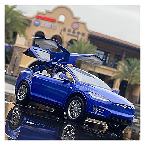ZHAOFEI 1 24 für Tesla Alloy Metal Diecast Sammler leichtes Spielzeugautomodell mit Sound und Licht als Geschenk(Blau) von ZHAOFEI