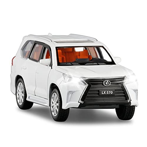 ZHAOFEI 1:32 Für Lexus Lx570 Spielzeugauto Modellauto Zinklegierung Zurückziehen Spielzeugauto Mit Sound Und Licht Kindergeschenk(Weiß) von ZHAOFEI