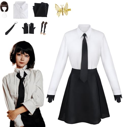 ZHAOSJ Anime Bungo Stray Dogs Cosplay Kostüm Charakter Akiko Yosano Fancy Dress Up Mit Perücke Frauen Uniform Outfits Komplettes Set Halloween Karneval Party von ZHAOSJ