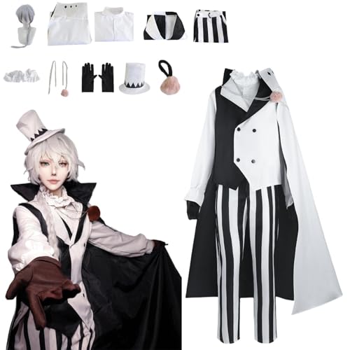 ZHAOSJ Anime Bungo Stray Dogs Cosplay Kostüm Charakter Nikolai Gogol Fancy Dress Up Mit Perücke Frauen Uniform Outfits Komplettes Set Halloween Karneval Party von ZHAOSJ