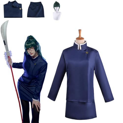 ZHAOSJ Anime Jujutsu Kaisen Cosplay Kostüm Charakter Zenin Maki Fancy Dress Up Mit Perücke Frauen Uniform Outfits Komplettes Set Halloween Karneval Party von ZHAOSJ