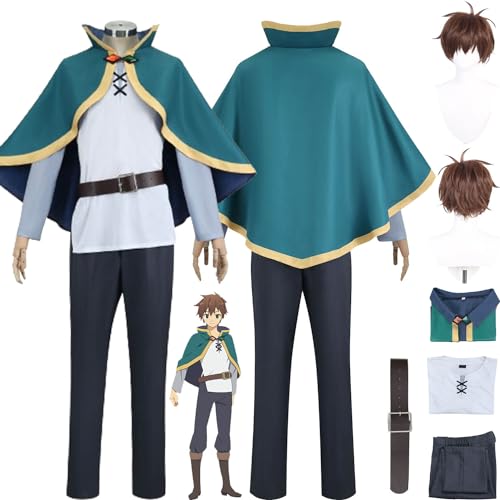 ZHAOSJ Anime KonoSuba God's Blessing On This Wonderful World Cosplay Kostüm Outfit Satou Kazuma Uniform Komplettset Halloween Party Karneval Dress Up Anzug mit Perücke für Männer Jungen von ZHAOSJ