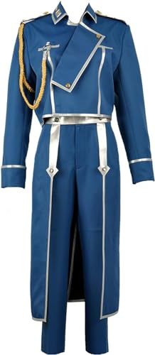 ZHAOSJ Fullmetal Alchemist Roy Mustang Riza Maes Cosplay Kostüm Erwachsene Top Hose Blaue Uniform Männer Frauen Outfit von ZHAOSJ