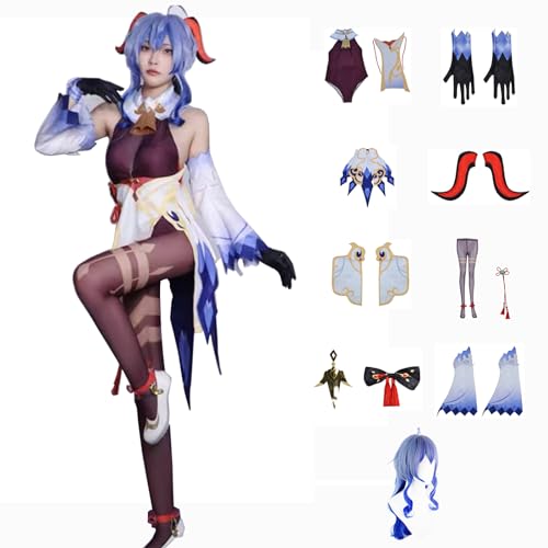 ZHAOSJ Genshin Impact Cosplay Ganyu Kostüm Spielcharakter Outfit mit Perücke Halloween Dress Up Uniform Anzug für Frauen von ZHAOSJ