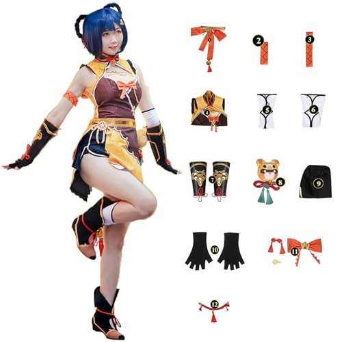 ZHAOSJ Genshin Impact Cosplay Mao Xiangling Kostüm Spielcharakter Outfit Halloween Dress Up Uniform Anzug für Frauen von ZHAOSJ