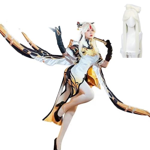 ZHAOSJ Genshin Impact Cosplay Ningguang Kostüm Spielcharakter Outfit mit Perücke Halloween Dress Up Uniform Anzug für Frauen von ZHAOSJ