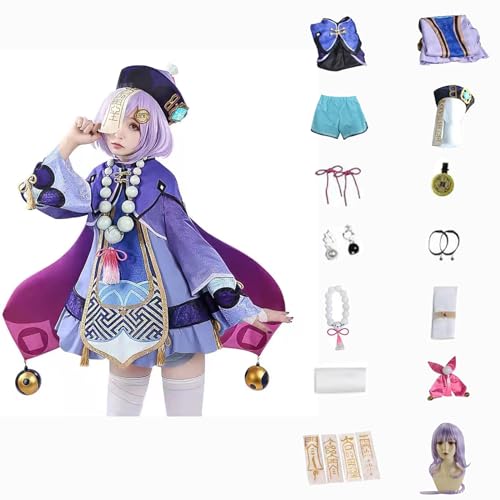 ZHAOSJ Genshin Impact Cosplay Qiqi Kostüm Spielcharakter Outfit mit Perücke Halloween Dress Up Uniform Anzug für Frauen von ZHAOSJ