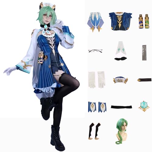 ZHAOSJ Genshin Impact Cosplay Sucrose Kostüm Spielcharakter Outfit mit Perücke Halloween Dress Up Uniform Anzug für Frauen von ZHAOSJ