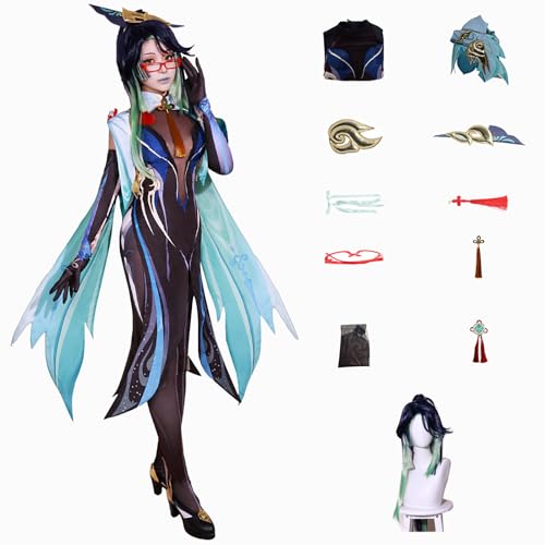 ZHAOSJ Genshin Impact Cosplay Xianyun Kostüm Spielcharakter Outfit mit Perücke Halloween Dress Up Uniform Anzug für Frauen von ZHAOSJ