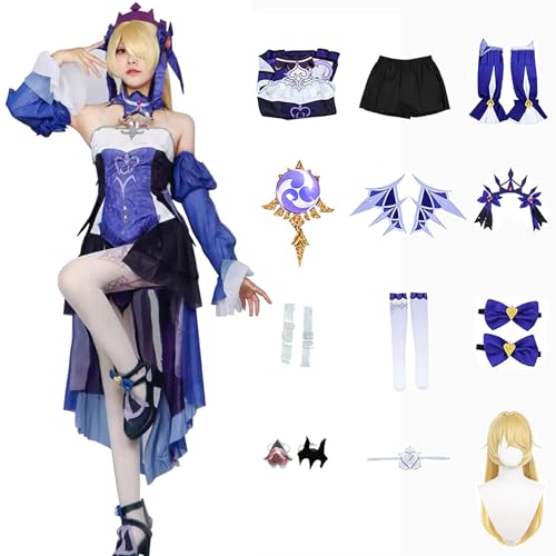 ZHAOSJ Genshin Impact Fischl Cosplay Kostüm Spielcharakter Outfit mit Perücke Halloween Dress Up Uniform Anzug für Frauen von ZHAOSJ