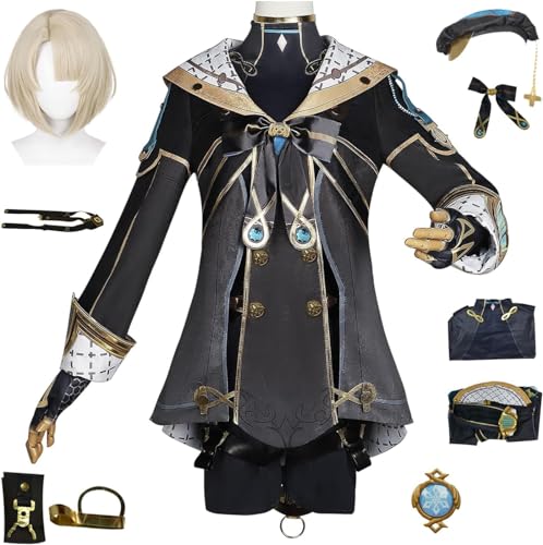 ZHAOSJ Genshin Impact Freminet Cosplay Kostüm Komplettset Mit Perücke Genshin Freminet Cosplay Kostüm Freminet Cosplay Uniform Halloween Karneval Party Bühnenkostüm von ZHAOSJ