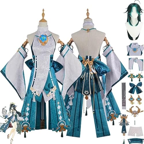 ZHAOSJ Genshin Impact New Skin Xiao Cosplay Kostüm Outfit Charaktere Yae Miko Raiden Shogun Uniform Komplettes Set Halloween Party Dress Up Anzug Mit Perücke von ZHAOSJ