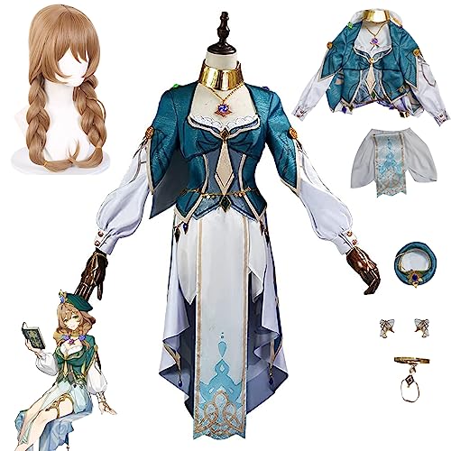 ZHAOSJ Premium Genshin Impact Cosplay Lisa Kostüm Spiel Anime Männer Frauen Cosplay Outfits Komplettset für Halloween Weihnachten mit Perücke von ZHAOSJ