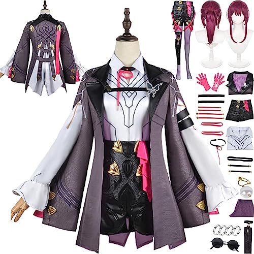 ZHAOSJ Premium Honkai Star Rail Kafka Cosplay Kostüm Outfit Spielcharakter Uniform Komplettset Halloween Karneval Party Dress Up Anzug mit Perücke von ZHAOSJ