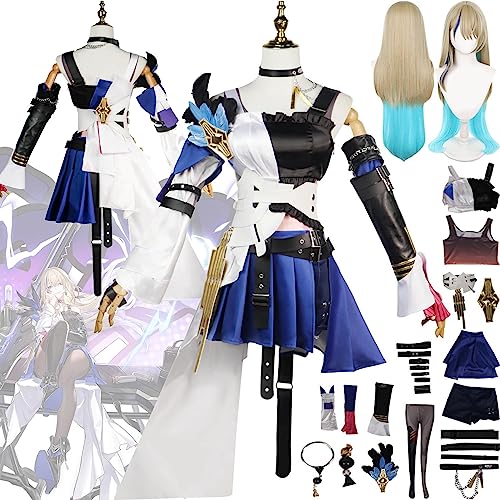 ZHAOSJ Premium Honkai Star Rail Serval Cosplay-Kostüm-Outfit, Spielcharakter-Uniform, komplettes Set, Halloween-Party, Karneval, Anzug mit Ohrringen, Kopfschmuck, Perückenringen von ZHAOSJ