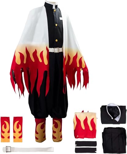 ZHAOSJ Rengoku Kyoujurou Cosplay Outfits Uniform Set Mantel Kostüm Herren Halloween Bademantel Unisex Kostüm von ZHAOSJ