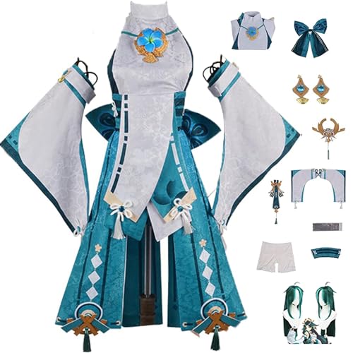 ZHAOSJ Spiel Genshin Impact Yae Miko Xiao Cosplay Grünes Kostüm Halloween Party Kleid Anzug Outfits Robe Kimono von ZHAOSJ