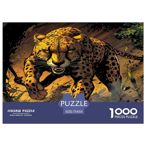 Leopard Puzzle 1000 Teile, Erwachsene, Klassische Puzzle, Impossible Puzzle,Geschicklichkeitsspiel Für Die Ganze Familie Erwachsenenpuzzle Ab 14 Jahren Puzzel 1000pcs (75x50cm) von ZHENGYUU