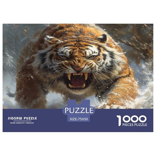 Tiger 1000 Teile, Impossible Puzzle,Geschicklichkeitsspiel Für Die Ganze Familie, Erwachsenenpuzzle Ab 14 Jahren Puzzel 1000pcs (75x50cm) von ZHENGYUU