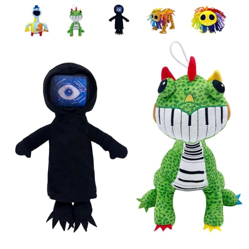 ZHICHENG Nightmare Critters Doey 12" Plush Toy - Official Monster Game Character Collectible for Kids & Adults (Black+Pianosaurus) von ZHICHENG