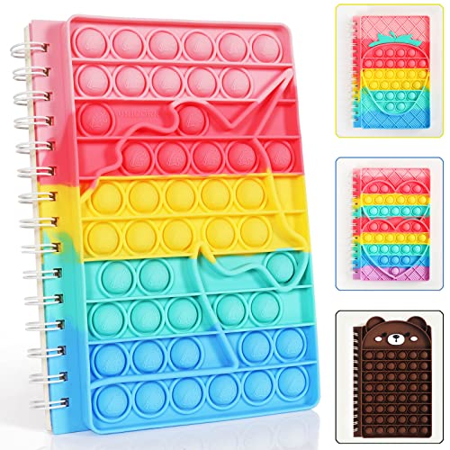 ZHIHUI Pop It Notebook, Fidget Toy Spielzeug Silikon Push Bubbles Notebook Sensory Squeeze, A5 Spirale Notizblock, Portable Pop Fidget Toy It Notizheft Relieve Stress für Schule Office von ZHIHUI