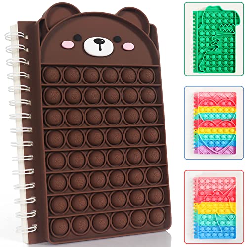 ZHIHUI Pop It Notebook, Fidget Toy Spielzeug Silikon Push Bubbles Notebook Sensory Squeeze, A5 Spirale Notizblock, Portable Pop Fidget Toy It Notizheft Relieve Stress für Schule Office von ZHIHUI