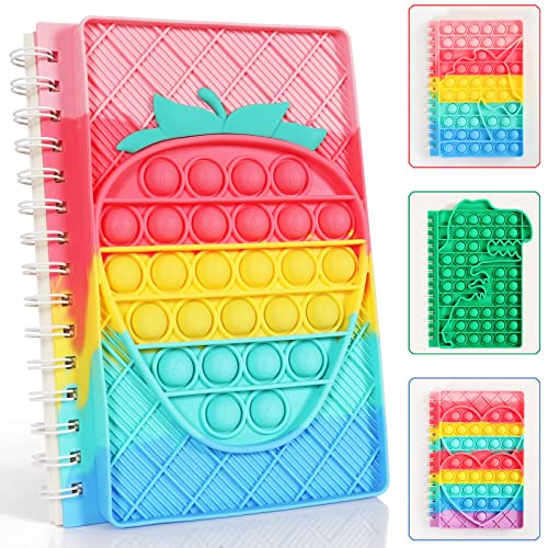 ZHIHUI Pop It Notebook, Fidget Toy Spielzeug Silikon Push Bubbles Notebook Sensory Squeeze, A5 Spirale Notizblock, Portable Pop Fidget Toy It Notizheft Relieve Stress für Schule Office von ZHIHUI