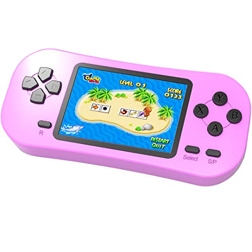 ZHISHAN Handheld Spielkonsole für Kinder Eingebaute 218 Klassische Retro Elektronisches Video Spiele 2.5" LCD 3,5" Kopfhöreranschluss Wiederaufladbar Arcade (Rosa) von ZHISHAN