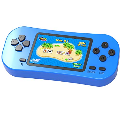 ZHISHAN Handheld Spielkonsole für Kinder Eingebaute 218 Klassische Retro Elektronisches Video Spiele 2.5" LCD 3,5 MM Kopfhöreranschluss Wiederaufladbar Arcade (Blau) von ZHISHAN