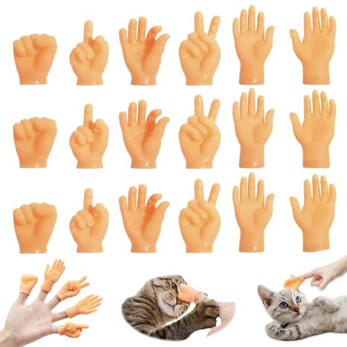 ZHMKYD13 Mini Hände, 18 Stück Kleine Hände, Mini Hände Für Katzen Tiny Hands for Cats Mini Hände Für Finger Fingerhände Stinkefinger Für Finger, Fingerhände Für Haustier, Katzen, Kinder, Spiele Party von ZHMKYD13