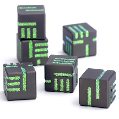 Technologie Metall Würfel, DND Würfel Set 6mm D6 Würfel, ZHOORQI Spielwürfel Neu Gestaltete Konzept Würfel für Dungeons and Dragons Würfel und Andere Tabletop Spiele(D6-Glitter Green) von ZHOORQI